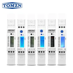 TOMZN 5(45)A 45A 220V 230V 50HZ 60HZ LCD display Single phase Din rail KWH Watt hour din-rail blue backlight energy meter - TOMZN