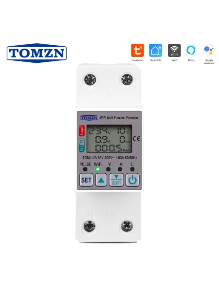 TOMZN 63A 110V 220V smartlife WIFI Energy Meter Metering Circuit breaker Timer with voltage current and leakage protection TUYA - TOMZN