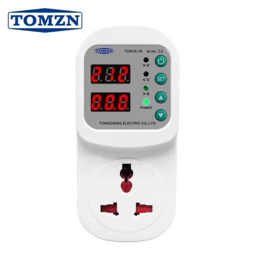 TOMZN AC 110V 220V UK Plug Socket TOSVA-16 Automatic Voltage current Protector Socket Adjustable 16A Power Surge Protector - TOMZN
