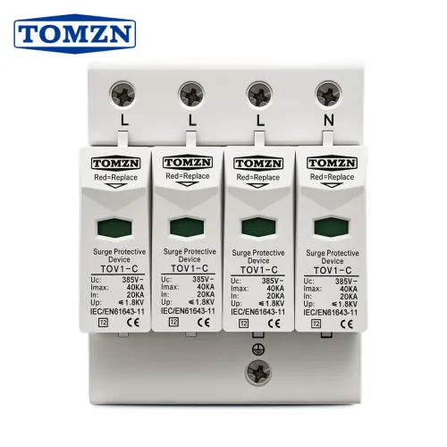 TOMZN AC SPD 3P+N 20-40kA 275/385/420VAC House Surge Protector protection Protective Low-voltage Arrester Device Lightning OB0 - TOMZN