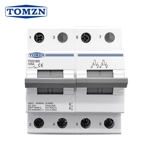 TOMZN Changeover Switch TO219G 2P 230VAC 125A MTS Dual Power Manual Transfer Isolating Interlock Circuit Breaker Disconnectable - TOMZN