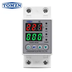 TOMZN Din Rail 230V Adjustable Over and Under Voltage Protective Device Protector Relay Monitor Current Limit 63A colourful - TOMZN