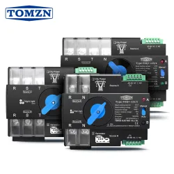 TOMZN Din Rail 3 phase 2P3P4P 63A 100A 125A 110V Dual Power Automatic Transfer Electrical Selector Switch Uninterrupted TOQ7 NEW - TOMZN
