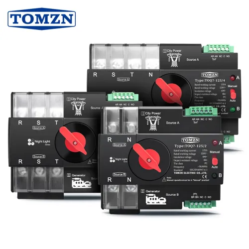 TOMZN Din Rail 3 phase 2P3P4P 63A 100A 125A 230V Dual Power Automatic Transfer Electrical Selector Switch Uninterrupted ATS NEW - TOMZN