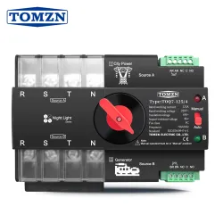 TOMZN Din Rail 3 phase ATS 4P 63A 100A 125A 220V 230V Dual Power Automatic Transfer Electrical Selector Switch Uninterrupted - TOMZN