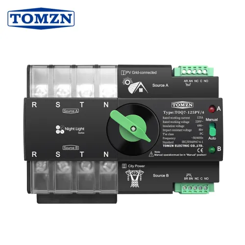 TOMZN Din Rail 3 phase ATS for PV 4P 63A 100A 125A 230V Dual Power Automatic Transfer Electrical Selector Switch Uninterrupted - TOMZN