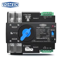 TOMZN Din Rail ATS 110V 120V Dual Power Automatic Transfer Electrical Selector Switch Uninterrupted 2P 63A 100A 125A - TOMZN
