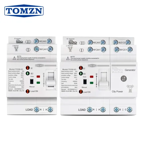 TOMZN Din Rail ATS L N 220V Small Dual Power Automatic Transfer Electrical Selector Switches Uninterrupted 2P 4P 63A TOQ6 - TOMZN