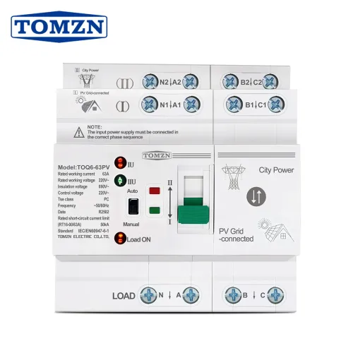 TOMZN Din Rail ATS L N 220V Small Dual Power Automatic Transfer Electrical Selector Switches Uninterrupted 4P 63A TOQ6 PV - TOMZN