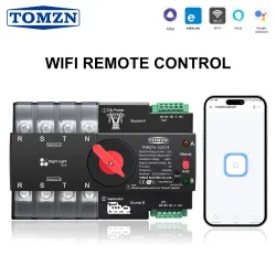 TOMZN Din Rail eWelink WIFI smart ATS timer 230V Dual Power Automatic Transfer Selector Switch Uninterrupted 4P 125A Generator - TOMZN