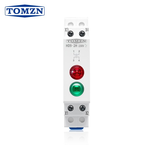 TOMZN DIN Rail HD9-2H 230V AC/DC LED 1P 18mm Signal Indicator Light Red And Green For Household - TOMZN