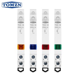 TOMZN Din Rail Install TD9-1X 230V AC/DC LED 8.5mm Signal Indicator Light Red Yellow Blue Green Multicolor Power Outage Warning - TOMZN