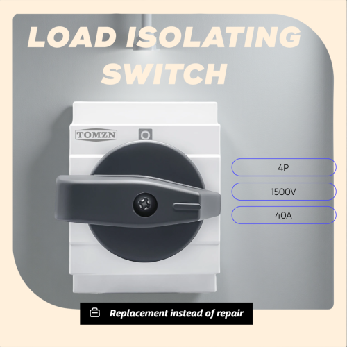 TOMZN Din Rail Load Isolating Switch Disconnector 4P DC 1500V 40A Small Size Rotating Handle for Photovoltaic Distribution Box - TOMZN