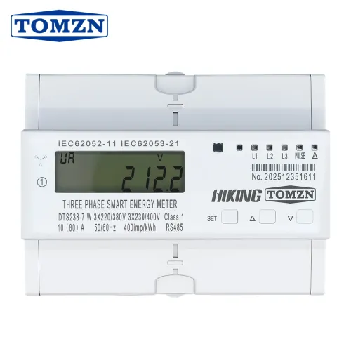 TOMZN DTS238-7 W 10(80)A 3*230V/400V 50/60Hz Three phase Din rail kWh Watt hour energy meter LCD RS485 control Modbus-RTU Class1 - TOMZN