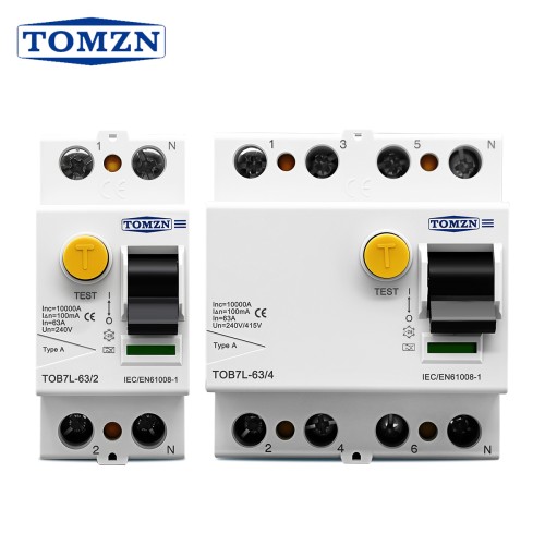 TOMZN Electromagnetic RCCB Residual Current Circuit Breaker A/AC/B/F Type 2P 4P 40A 63A 30mA 100mA 300mA Anti-electric Shock - TOMZN