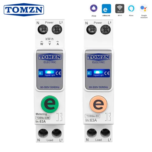 TOMZN ewelink 1P+N 63A 110V 220V WIFI Smart Switch Energy Meter Kwh Metering Circuit Breaker Timer Relay for Smart Home - TOMZN