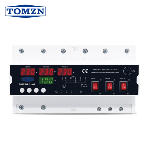 TOMZN High-current 100A 3*230V AC 3 Phase Selector Voltage Current Protection Alarm 3 Input 1 Output Cut Off L N U-I Dispaly - TOMZN