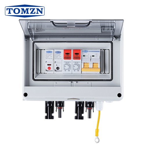 TOMZN HT 8WAY IP65 Photovoltaic Distribution Box 2P 600VDC 16A 20A 25A 32A 40A 50A 63A 1input 1output Fuse SPD MCB Combiner Box - TOMZN