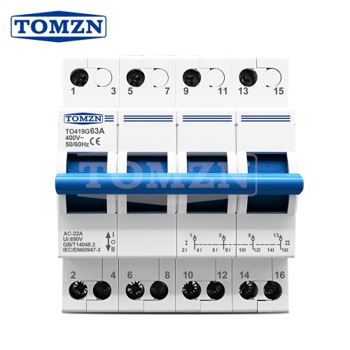 TOMZN MTS Changeover Switch 4P 400V AC 40A 63A Din Rail Modular High-end Models Interlock Discounnecting Circuit breaker 50/60Hz - TOMZN