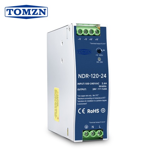 TOMZN NDR-120 Series 120W Slim DIN Rail Power Supply AC-DC 12V 10A / 24V 5A Industrial Switching Power Supply AC-DC Adjustable - TOMZN