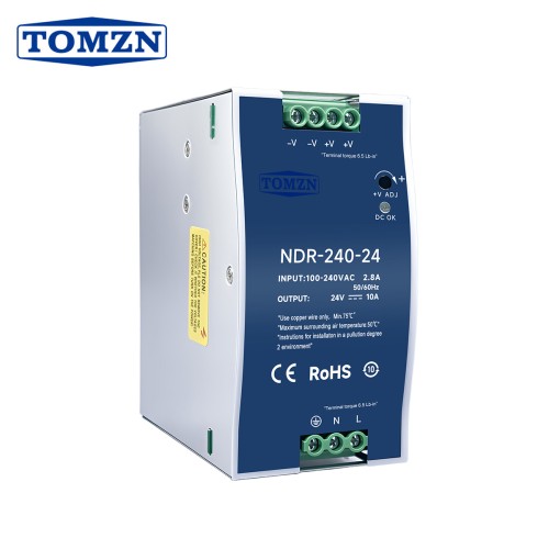 TOMZN NDR-240-24 NDR-240-12 240W DIN Rail Power Supply Industrial AC to DC Switching Power Supply 12V 24V DC Adjustable SMPS - TOMZN