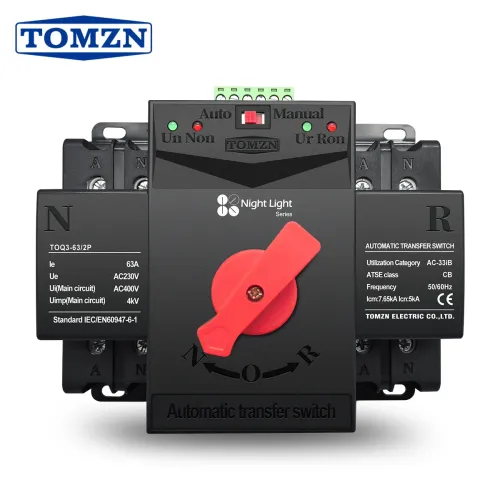 TOMZN night light series 2P 63A 125A 220V 230V 50/60Hz MCB type Dual Power Automatic transfer switch ATS 2 input 2 output - TOMZN