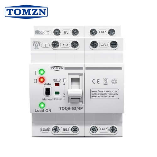 TOMZN Office Auto/Manual Three Phase Dual Power Swicth Uninterrupted 4P AC230/400V 63A DIN Rail 50mS Smaller Lighter - TOMZN
