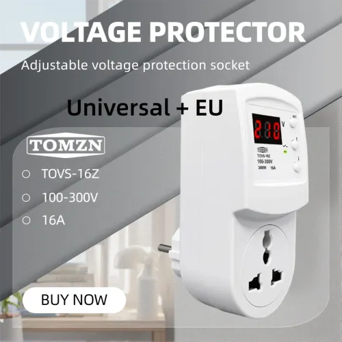 TOMZN Official EU Plug Universal Socket Auto Voltage Protector AC 110V 230V 16A TOVS-16Z OVP UVP For Household Air Conditioner - TOMZN