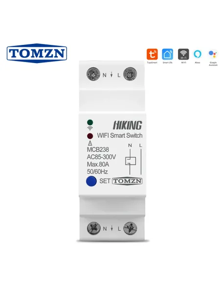 2P 80A Din Rail WIFI Circuit Breaker Smart Switch Remote Control by Smart Life TUYA for Smart Home TOMZN MCB238 - TOMZN