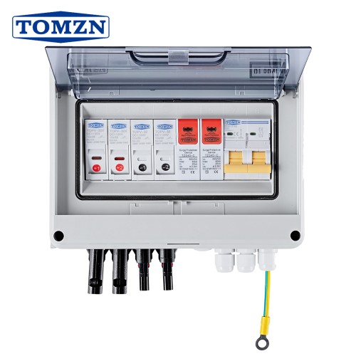 TOMZN Solar Photovoltaic PV Combiner Box Lightning Protection 2 Input 1 Output DC 600V Fuse MCB New Type SPD Waterproof Box IP65 - TOMZN