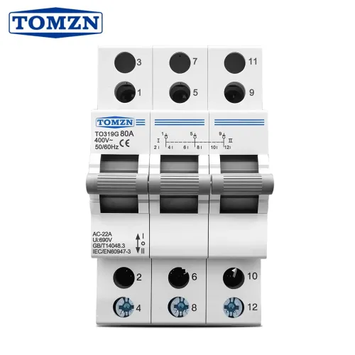 TOMZN TO319G 2P 400V~ AC 80A Changeover Switch MTS Dual Power Manual Transfer Isolating Interlock Circuit Breaker Disconnectable - TOMZN