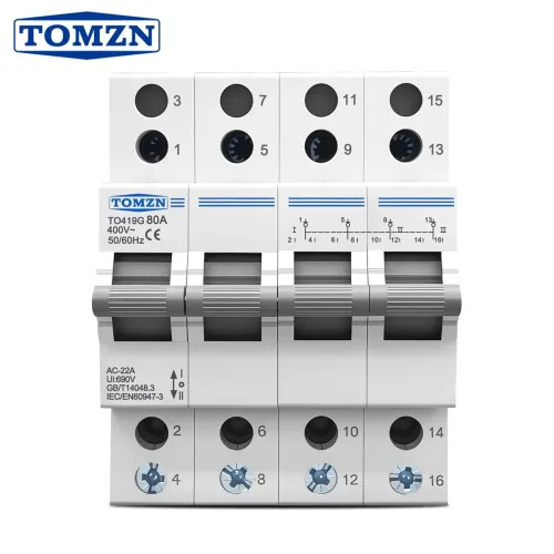 TOMZN TO419G Changeover Switch 4P 400V~ AC 80A MTS Dual Power Manual Transfer Isolating Interlock Circuit Breaker Disconnectable - TOMZN