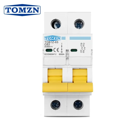 2P DC 600V Circuit breaker MCB C curve single pole direct-current fuse for PV witch cover - TOMZN