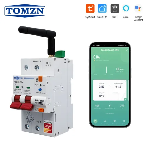 TOMZN TOB1S-63M TUYA Smartlife WIFI Circuit Breaker Smart Switch Remote Control Over/Under Voltage Current Protecion Temperature - TOMZN