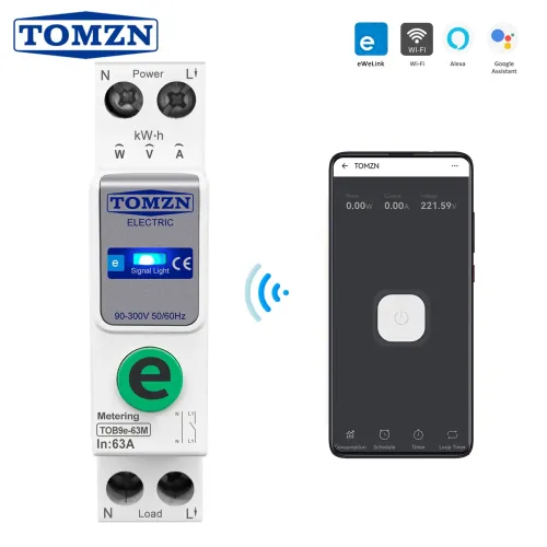 TOMZN TOB9e-63M Ewelink 110V 220V WIFI Smart Energy Meter Kwh Metering Monitoring Circuit Breaker Timer Relay Smart Home 63A - TOMZN