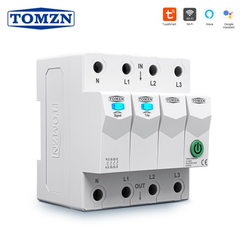 TOMZN TOB9S-63NCWIFI 4P WIFI Circuit Breaker AC3*120V 3*230V 1-63A CUT OFF L N Timer Countdonwn Relay Status Maintenance Lock - TOMZN