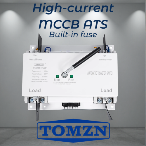 TOMZN TOQ1M-2P 100-250A 230V Dual Power Automatic Transfer Switch Built-in MCCB & Fuse ATS for Generator & Utility/City Power - TOMZN