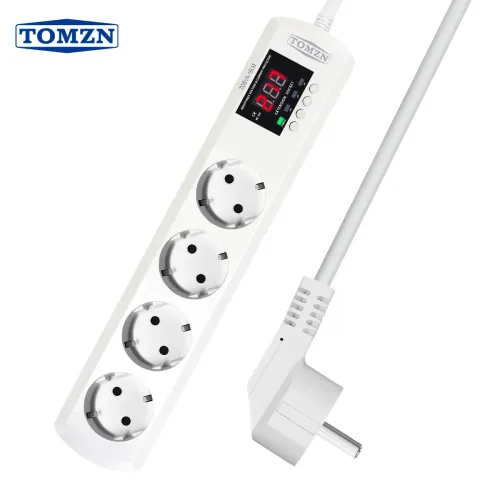 TOMZN TOSVA-16LM EU Plug Socket 4 AC Outlets Automatic Voltage current Protector 220V Adjustable 16A Power Protector Wall - TOMZN