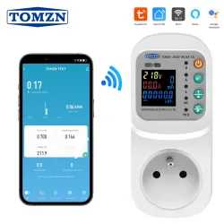 TOMZN TOSVA-16LW France WIFI TUYA voltage current leakage Socket AC 110V 220V Adjustable 1-16A Power with PE metering timer - TOMZN