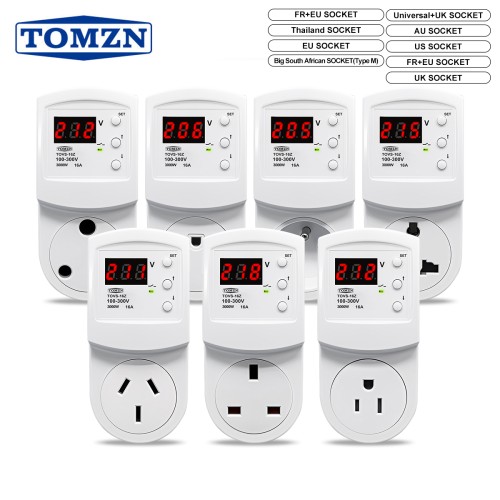 TOMZN TOVS-16 Voltage protector Voltage display Universal EU Thailand AU South Africa France England Socket AC 110V 230V OVP UVP - TOMZN