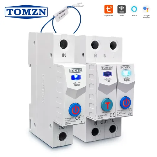TOMZN TUYA 1-63A 1P 2P WIFI Smart Switch Energy Meter Circuit Breaker voltage current leakage temperature protection cut off L+N - TOMZN