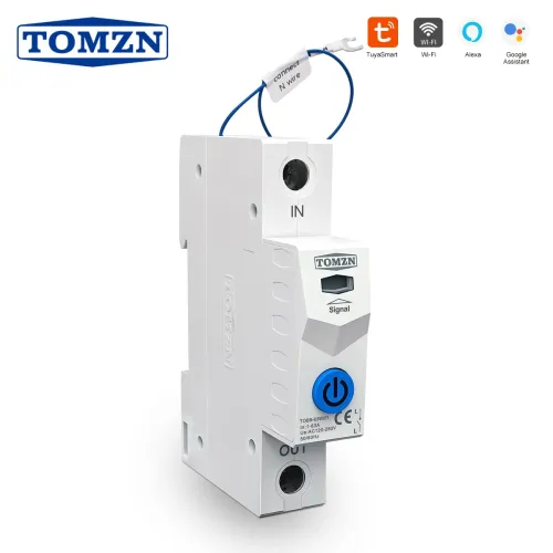 TOMZN TUYA 1-63A TOMZN 1P WIFI Smart Switch Energy Meter Circuit Breaker voltage current protection Relay temperature control - TOMZN