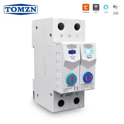 TOMZN TUYA 1-63A TOMZN 2P WIFI Smart Switch Energy Meter Circuit Breaker voltage current leakage protection Relay cut off L+N - TOMZN