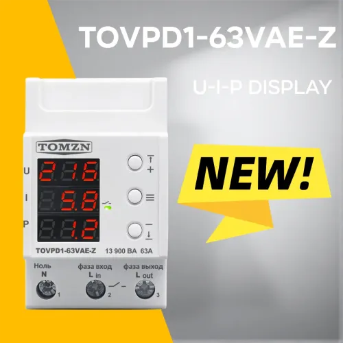 TOMZN Voltage Protector 1P+N AC230V 63A Voltage current power display OVP UVP OCP Overload Protection 35mm DIN Rail - TOMZN