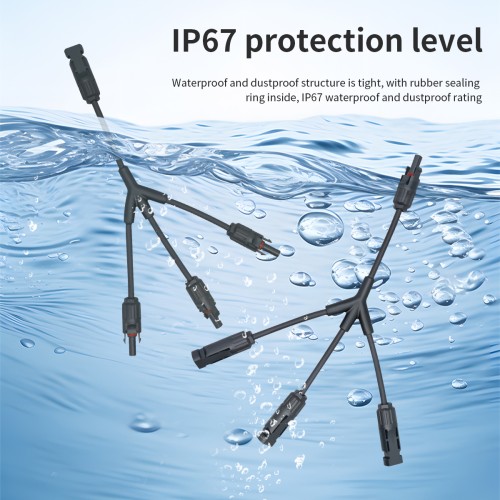 TOMZN Y-type Pv Solar Connector 1in 2out With Wire 1000v 32a Ip67 Dust-proof Water-resistant For Battery Pack Solar Panel - TOMZN