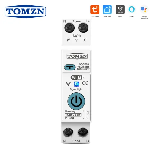 TUYA 1P+N 63A TOMZN WIFI Smart Switch Energy Meter Metering Circuit Breaker voltage current leakage protection Relay MCB TIMER - TOMZN