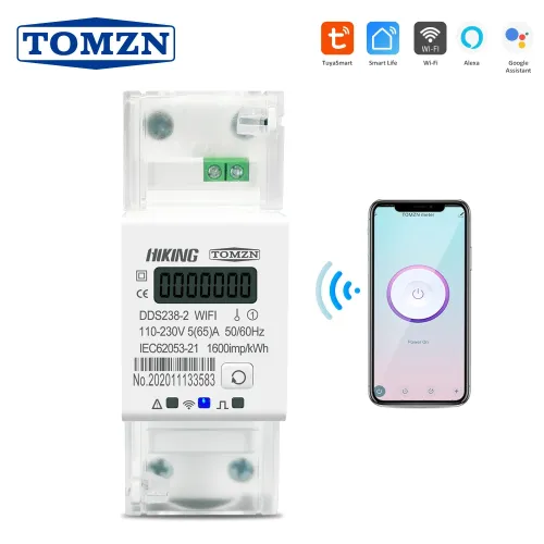 Tuya Single Phase 65A Din Rail WIFI Smart Energy Meter timer Power Consumption Monitor kWh Meter Wattmeter SMARTLIFE - TOMZN