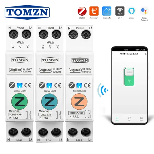 Zigbee 63A 1P+N WIFI Smart Switch Energy Meter Kwh Metering Monitoring Circuit Breaker Timer Relay MCB TUYA smartlife protection - TOMZN