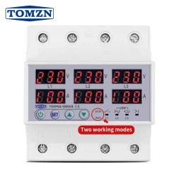 3 Phase 100A Din rail adjustable Over Under Voltage current limit protection Relay Protector SYN ASYNC Synchronous Asynchronous - TOMZN