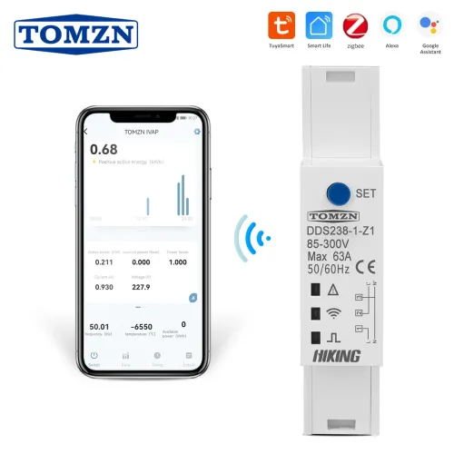 Zigbee TUYA 18mm 63A WIFI smart Bidirectional Energy Meter timer Power Monitor kWh Meter with voltage current protection - TOMZN